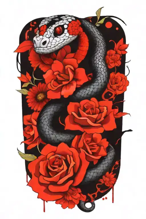 Snake And Flowers