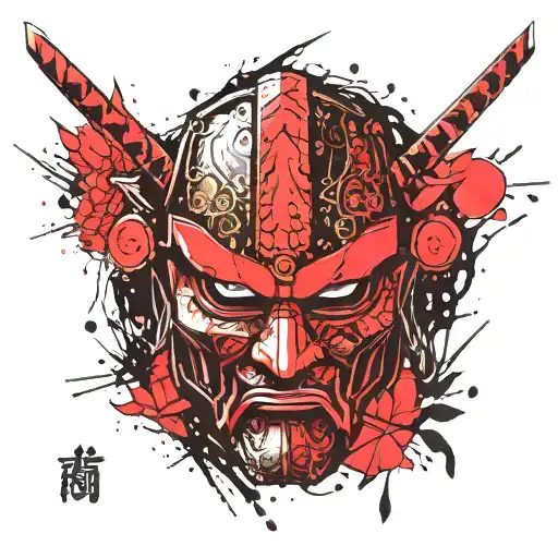 Broken Japanese Style Samurai Mask
