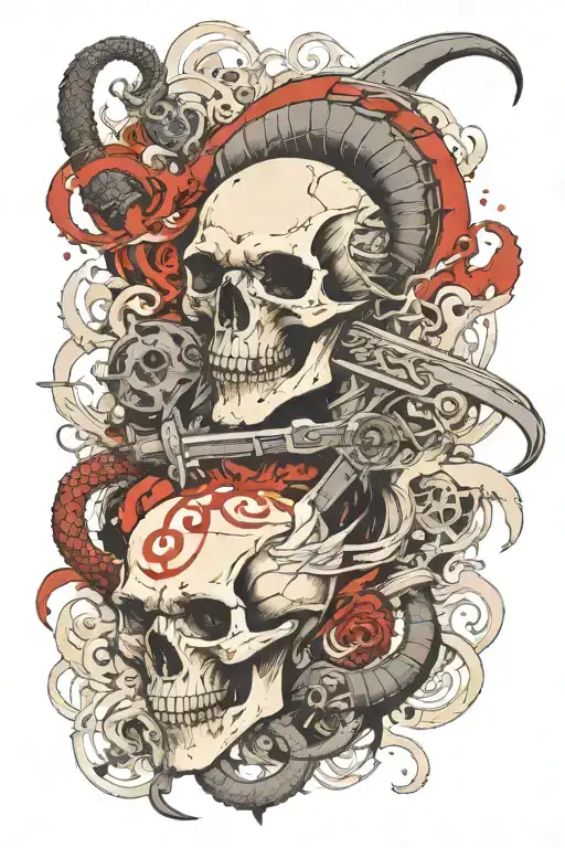 Dragon Skull Leg Sleeve With Sword Embedded