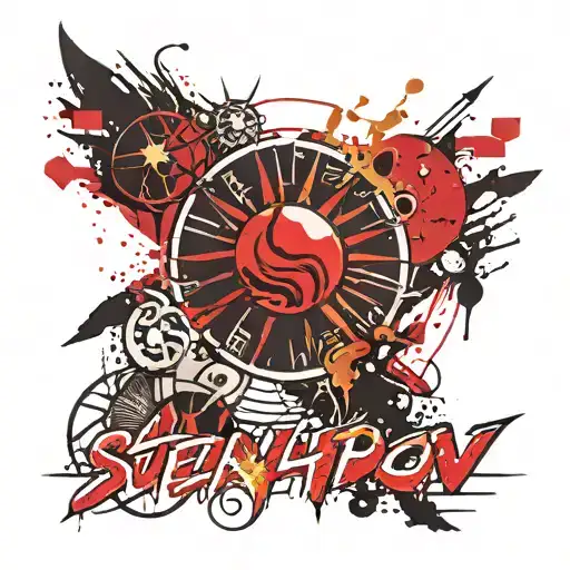 The Sun Symbolizing Rebirth And Marathon Font Text In The Background