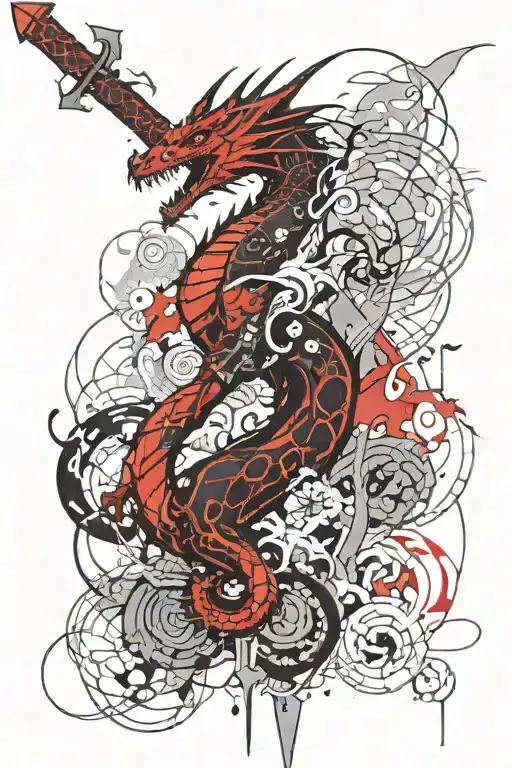 Dragon Leg Sleeve With Sword Embedded