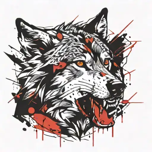 Wolf Head Mouth Open Aggressive