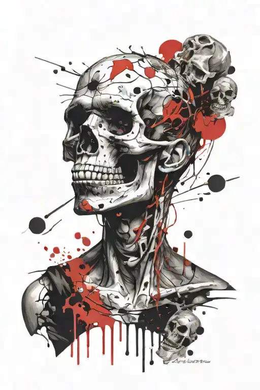 Man Looking On Skull