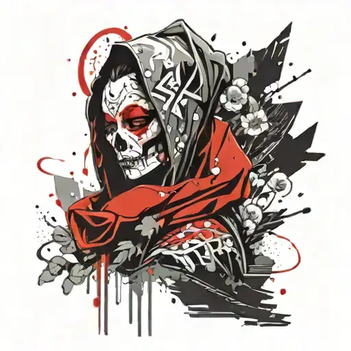 Geisha Skull Assassin Woman With Hood