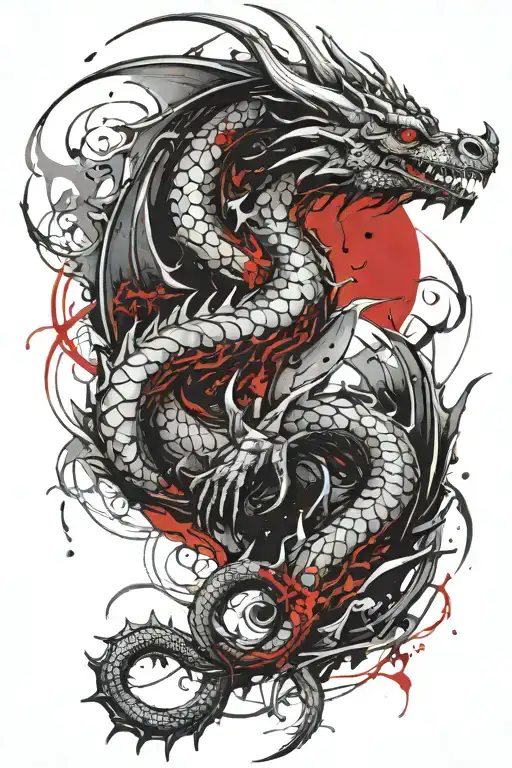 Sexy Dragon Having Skin With Red Tones For Thigh