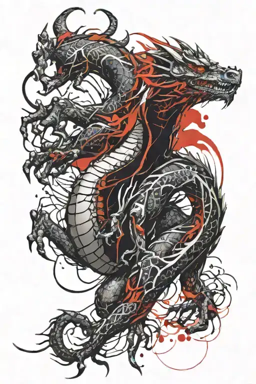 Sexy Dragon Having Skin With Red Tones For Thigh