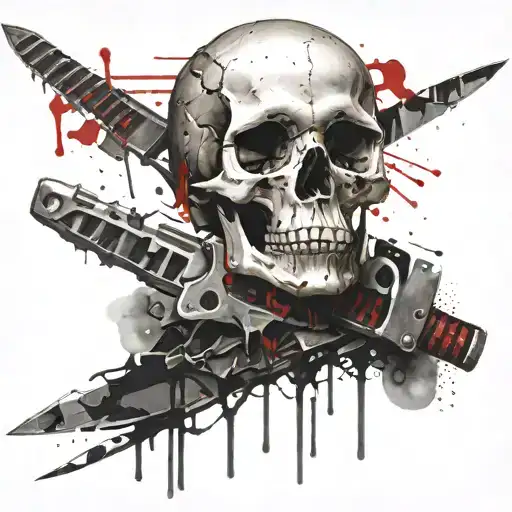 Skull With Knife