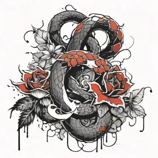 Snake And Flowers
