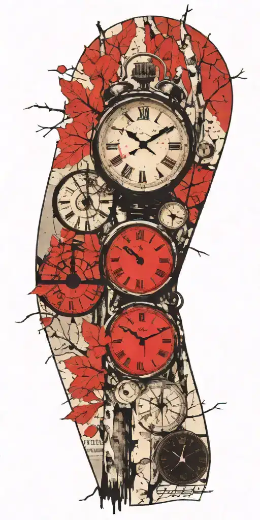 Birch Tree With 3 Clocks