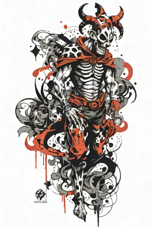 Jester Full Body Horror Rib Tattoo Design