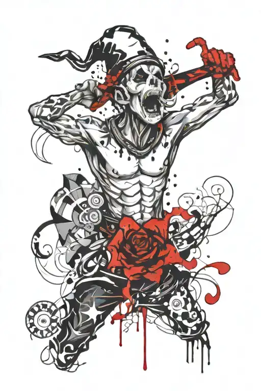 Jester Horror Rib Tattoo Design