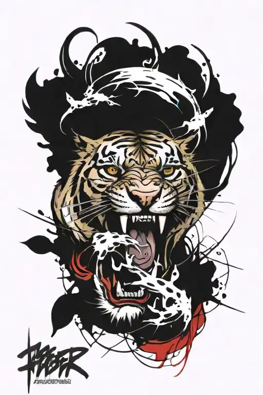 Sabertooth Tiger Sleeve Tattoo Design