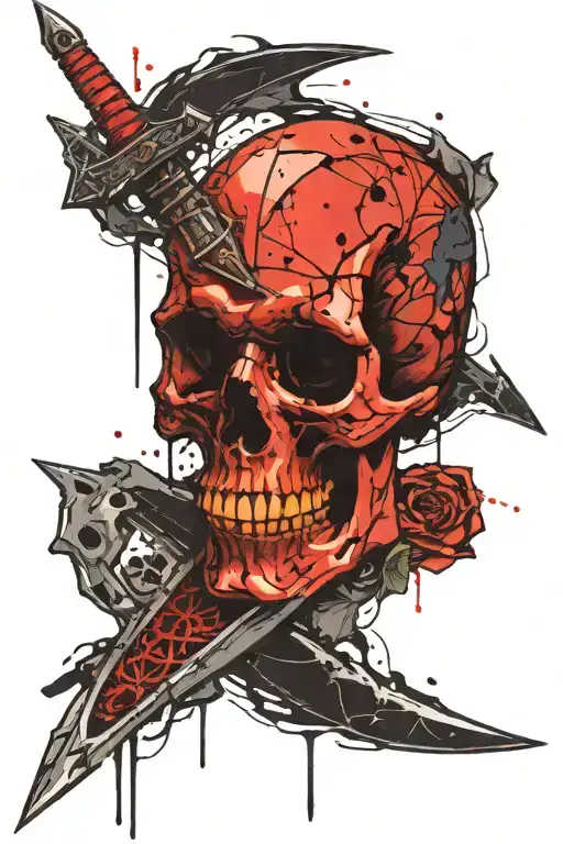 Skull With Sword Piercing Through Head