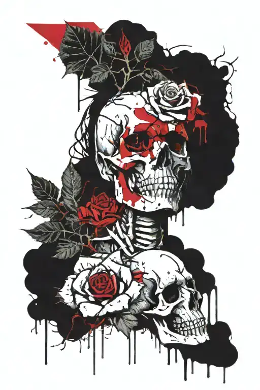 Skull And Roses With Thorns A