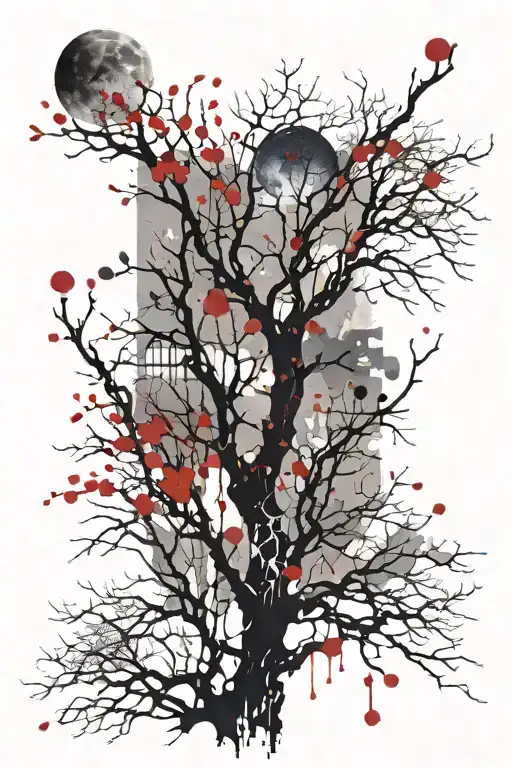 Tree Branches Growing In The Moonlight