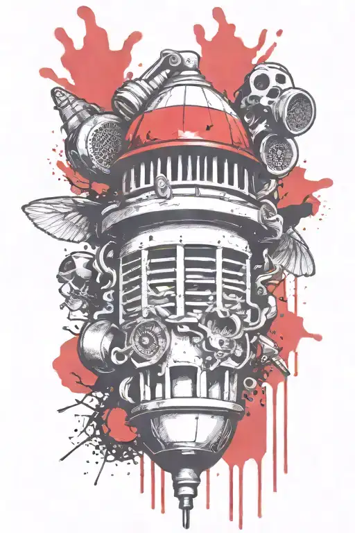 Grenade And Mushroom Combined Together Symbolizing