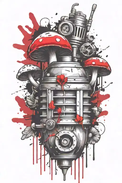 Grenade And Mushroom Combined Together Symbolizing
