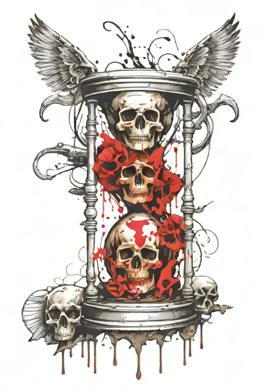 Hourglass With Skulls Showing The Transience Of Life
