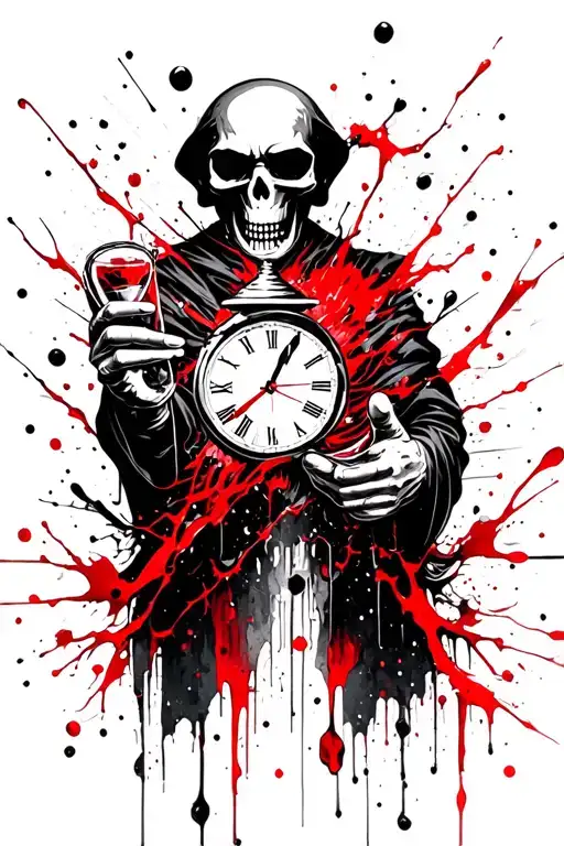 Reaper Holding A Broken Hour Glass In One Hand And A Piece Of Broken Glass In The Other