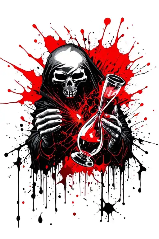 Reaper Holding A Broken Hour Glass