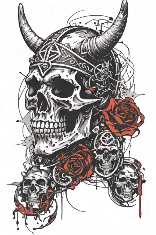 Viking Symbols And Skull