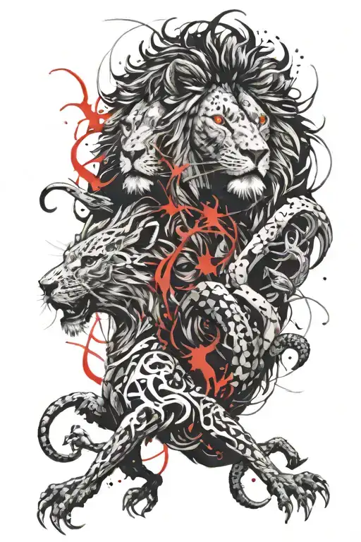 Lion And Dragon Intertwined