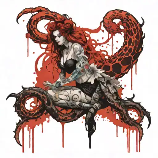 The Kraken Ruler Of The Sea Wrapped Around A Beautiful Girl