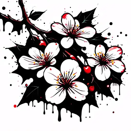 Three Cartoon Cherry Blossoms