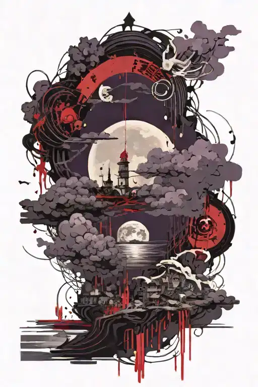 Dark Purple Ominous Clouds Surrounding A Moonlit Lake Showing The Number Thirteen