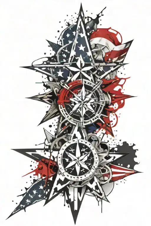 Navy Nautical Star With American Flag