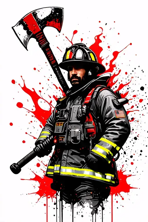 Firefighter Flag Fire Axe