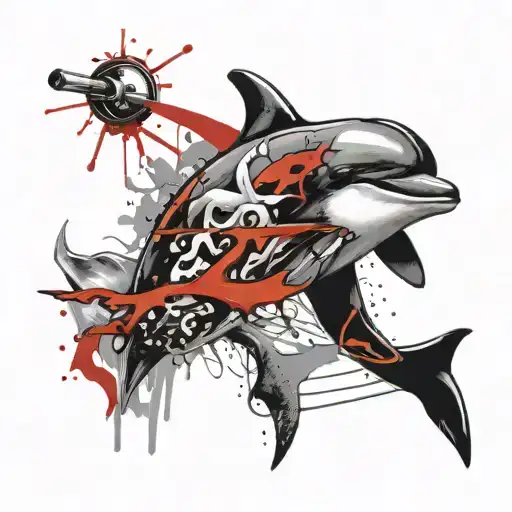 Dolphin Holding An Et Tube And Laryngoscope Intertwined