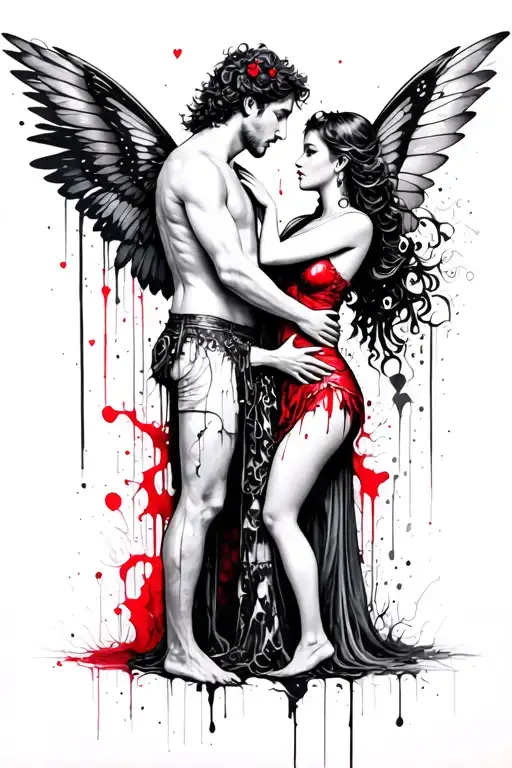 Male Seraphim And Female Fairy In Love You To The Moon