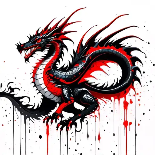 Abstract Painted Dragon Emerging Representing Imagination