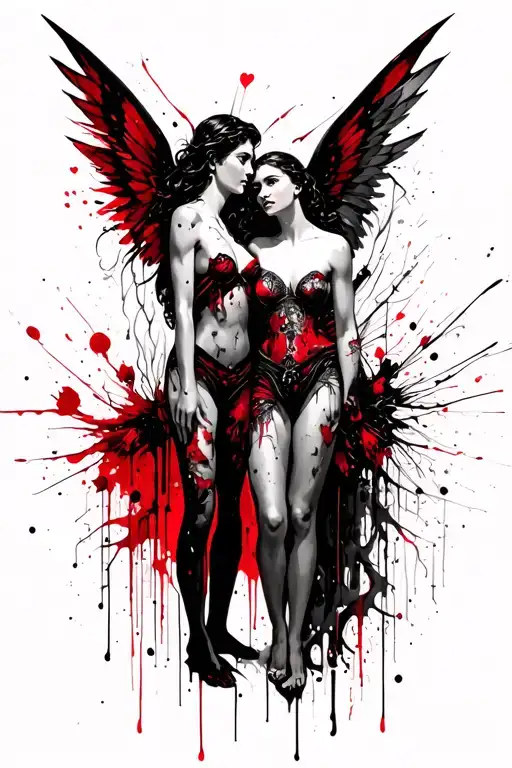 Fairy Woman And Male Angel With Wings Together Representing The Client's Love