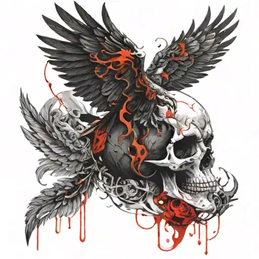 Blood Moon Angel Skull Firebird