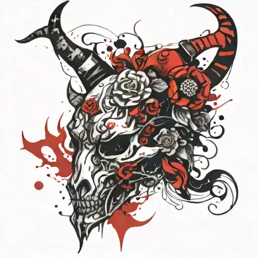 Demon Flowers Horns Darkness Blood Patterns