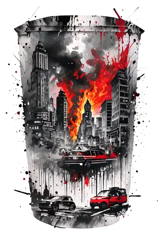 City On Fire In The Background