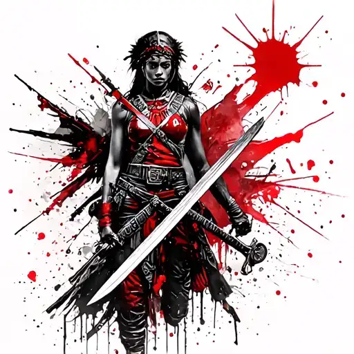 Valkyrie And African Soldier Holding Sword