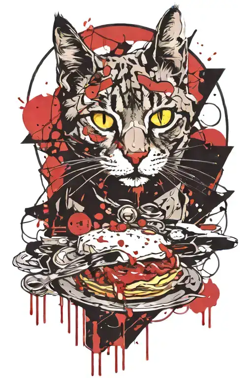 Vampire Cat With Lasagna