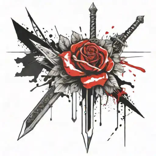 Sword And Roses Intertwined