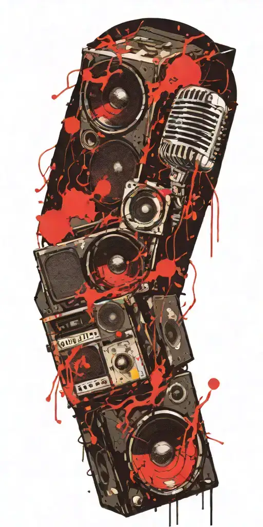 Rock Music Bands Speaker Playing Colorful Sounds Of Music