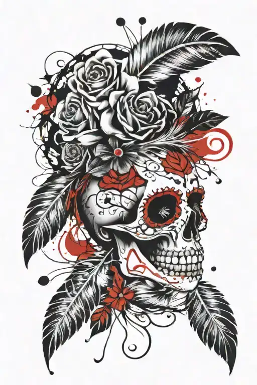 Sugar Skull And Feather