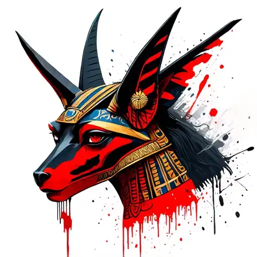 Egyptian God Anubis Plus Tribal Patterns Incorporated