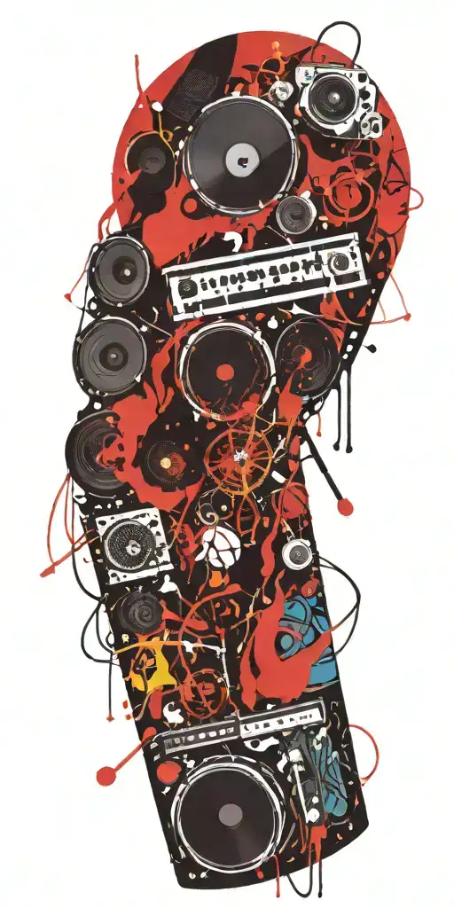 Rock Music Bands Speaker Playing Colorful Sounds Of Music