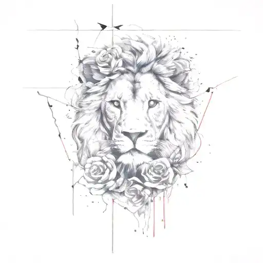 A Lion And Roses