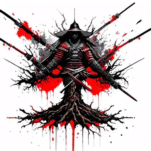 Tree Of Life And Samurai Warrior