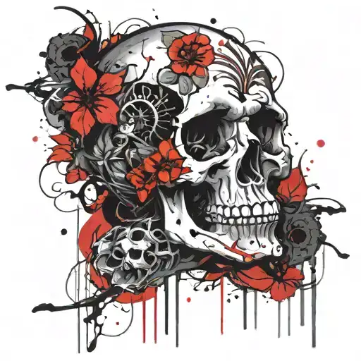 Skull Flowers Forest Darkness Evil