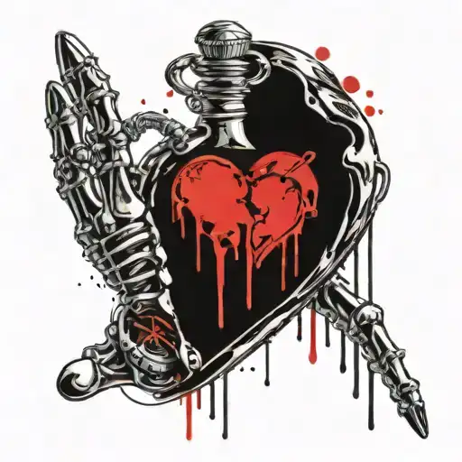 Skeleton Hand With Pocket Watch Touching A Accurate Heart