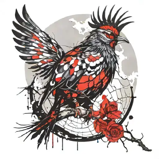 Lyrebird In The Moon Merging Together